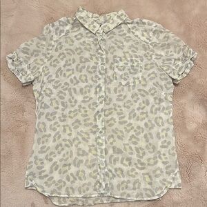 Comptoir Des Cotonniers Gray and Yellow Leopard Print Shirt